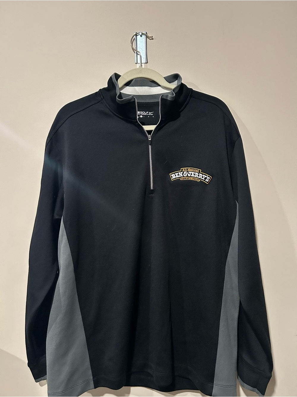 Ben & Jerry’s Nike Black Zip-Up Sweater with Gray Panels